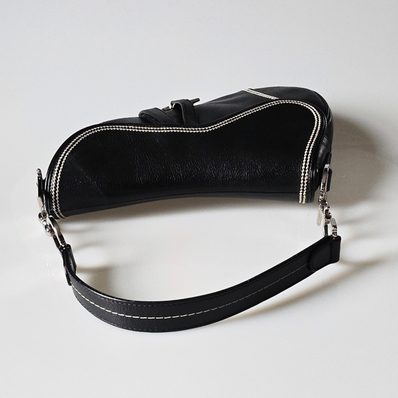 Dior Saddle Bag Vintage Black Goatskin Leather With Contrast Stitch - Picture 8 of 15